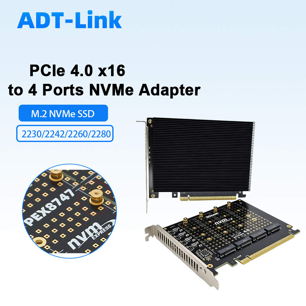 Quad M.2 Nvme Pcie Bifurcation Card - Karta adaptera PCIe 4.0 X16 na