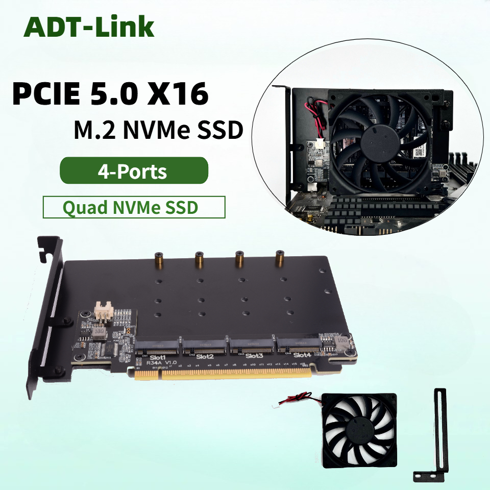 Karta rozszerzeń R34A PCIe 5.0 – Quad M.2 Nvme Pcie Bifurcation Card recenzja i cena